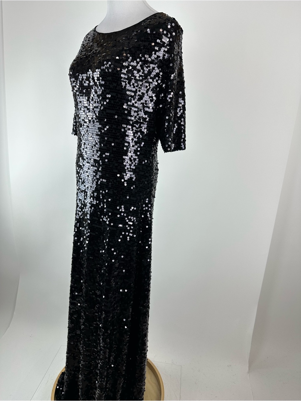 BCBGMAXAZRIA Ennor Black Sequin Floor Length Low Back Dress Size Large - Picture 7 of 13